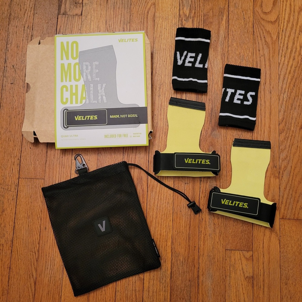 New Velites M Hand Grips Lime Green No Chalk Gym Protection Quad Ultra Workout